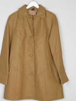 Women’s Vintage Tan Leather 3/4 Coat M