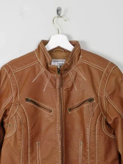Women's Vintage Tan Leather Biker Jacket S/M