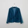 Women's Vintage Turquoise Velvet Jacket L