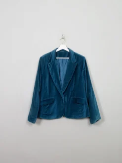 Women's Vintage Turquoise Velvet Jacket L