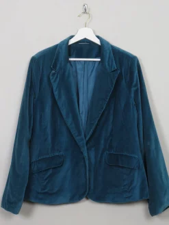 Women's Vintage Turquoise Velvet Jacket L