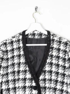 Women's Vintage Tweed Black & White Check Cropped Jacket M