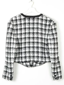 Women's Vintage Tweed Black & White Check Cropped Jacket M