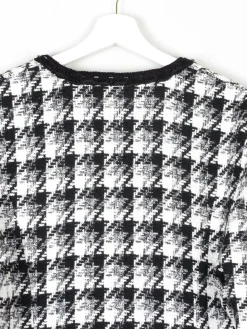 Women's Vintage Tweed Black & White Check Cropped Jacket M