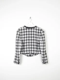 Women's Vintage Tweed Black & White Check Cropped Jacket M