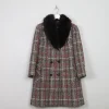 Women's Vintage Tweed Coat With Fur Collar M