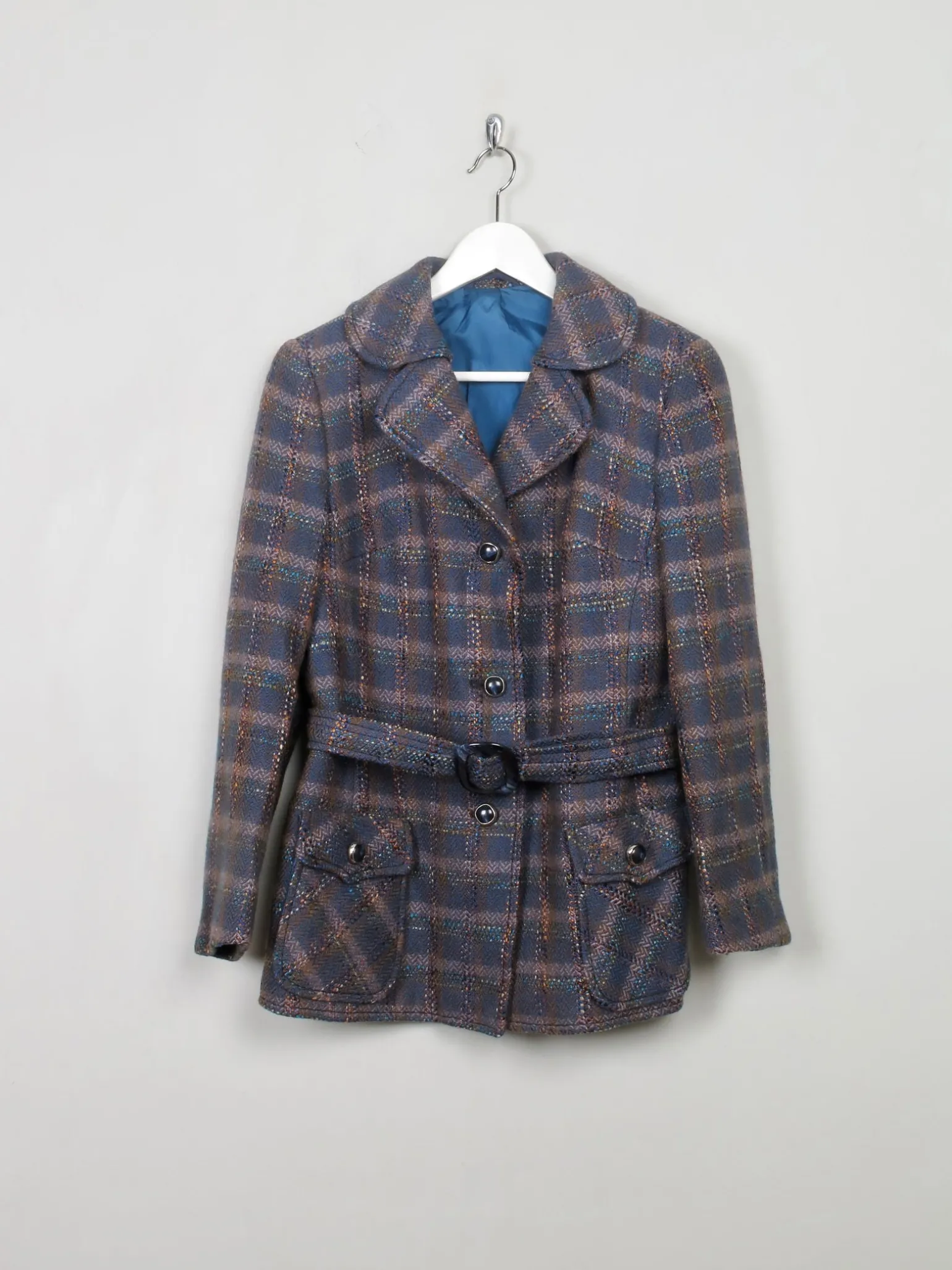 Women's Vintage Tweed Jacket With Belt M