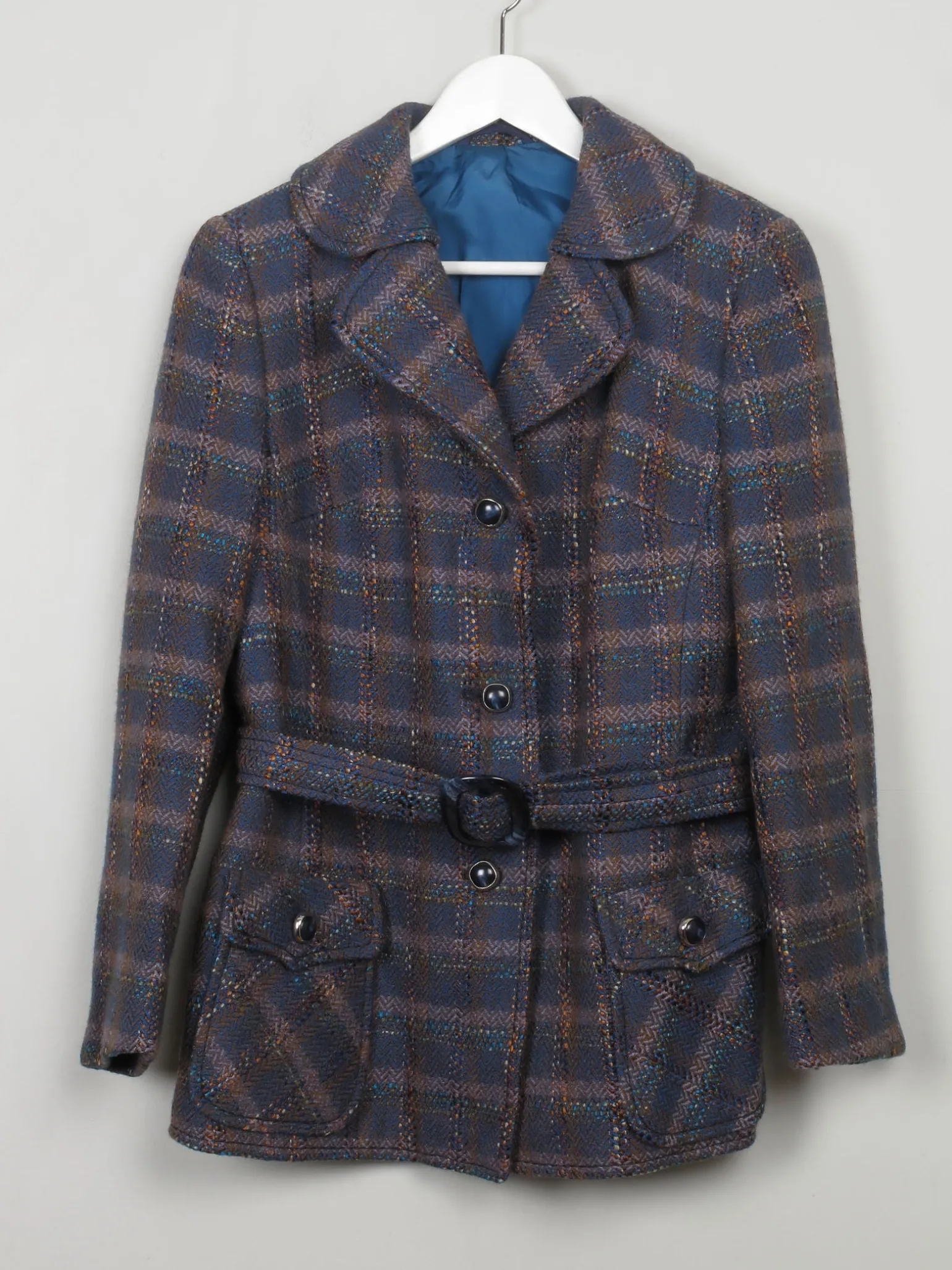 Women's Vintage Tweed Jacket With Belt M