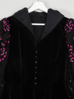 Women's Vintage Velvet & Lace Victorian Style Peplum 80s Jacket S
