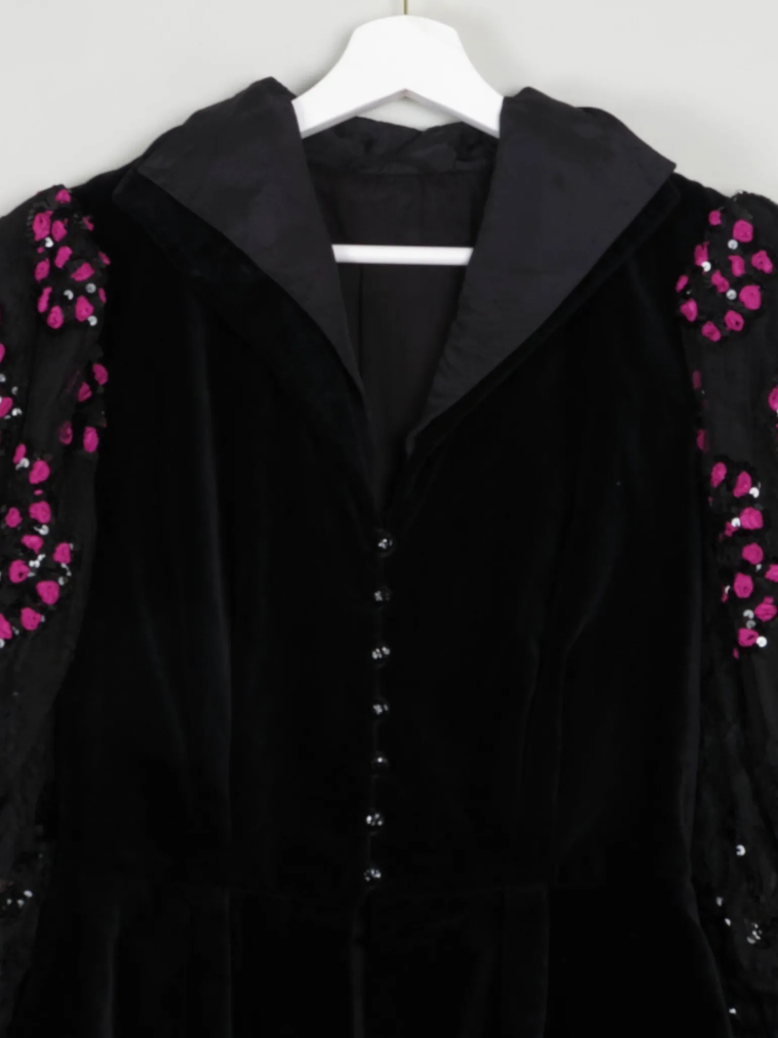 Women's Vintage Velvet & Lace Victorian Style Peplum 80s Jacket S