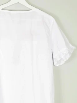 Women’s Vintage White Cotton Embroidered Blouse L