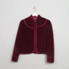 Women's Vintage Wine Quilted Velvet Jacket S