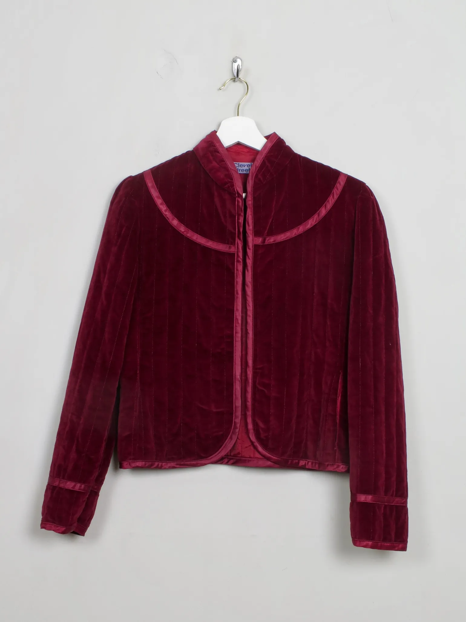 Women's Vintage Wine Quilted Velvet Jacket S