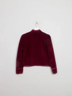 Women's Vintage Wine Quilted Velvet Jacket S