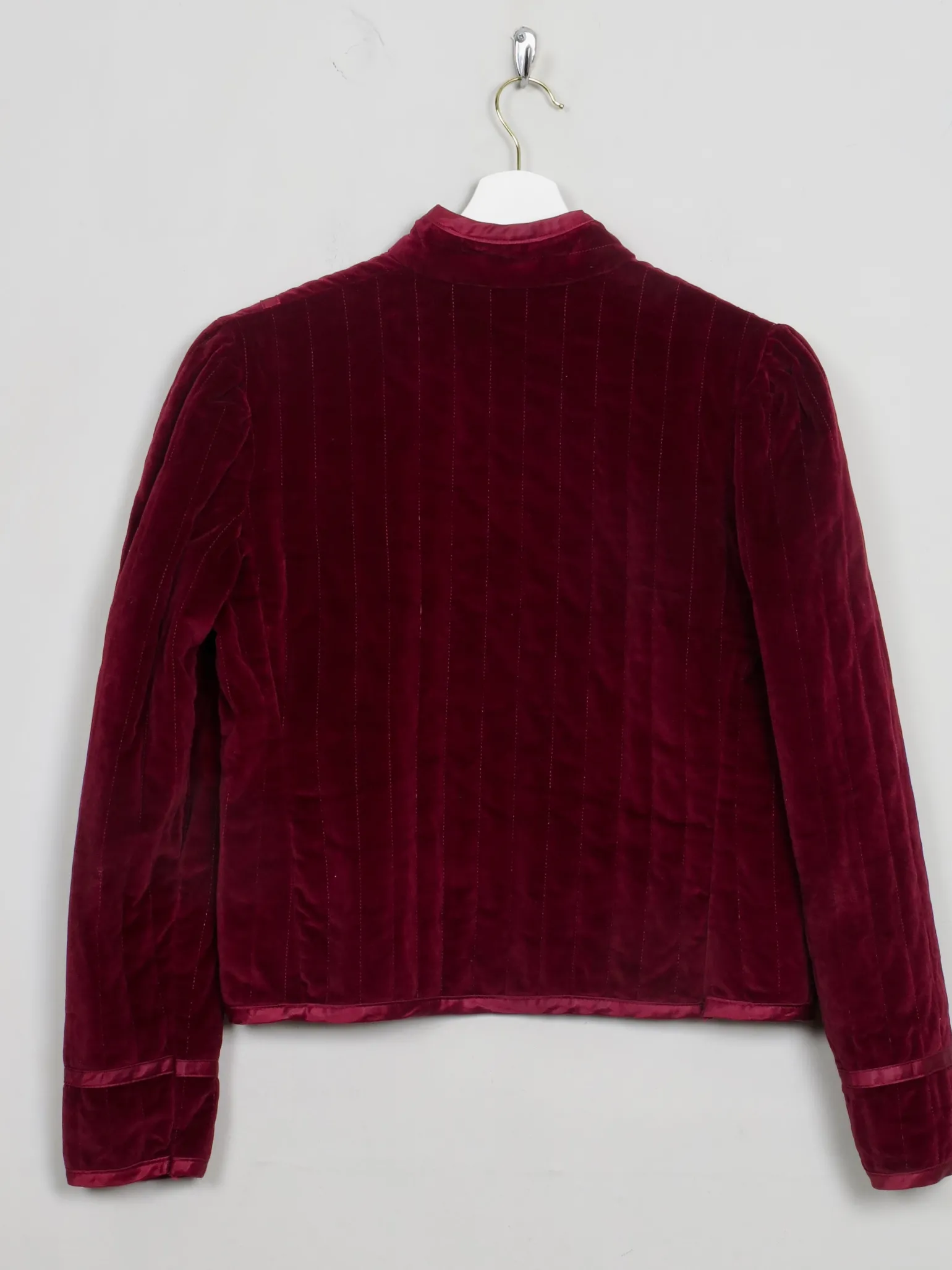 Women's Vintage Wine Quilted Velvet Jacket S