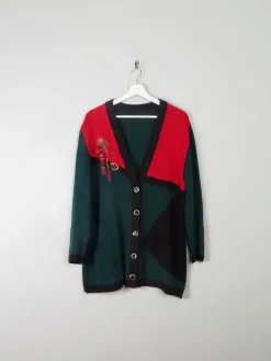 Women's Vintage Wool Cardigan Long With Motif M
