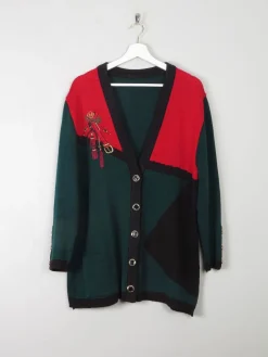 Women's Vintage Wool Cardigan Long With Motif M