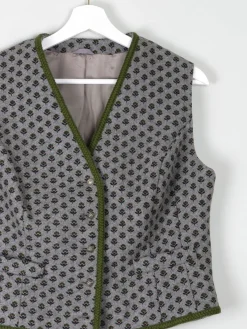 Women's Vintage Wool Floral  Monogram Tailored Waistcoat M/L 42"