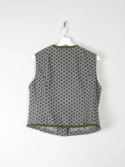 Women's Vintage Wool Floral  Monogram Tailored Waistcoat M/L 42