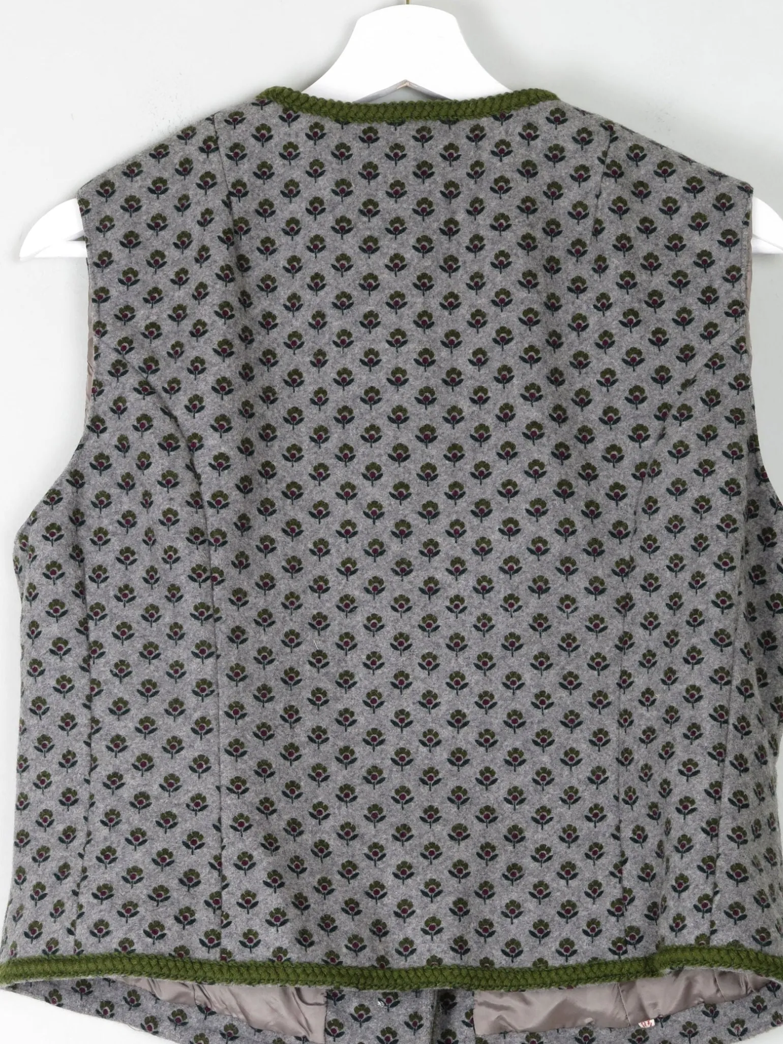 Women's Vintage Wool Floral  Monogram Tailored Waistcoat M/L 42"