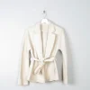 Women's Vintage Wool Mansfield Jacket Cream Belted S