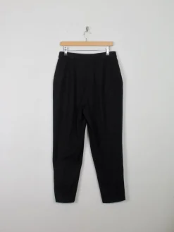 Women's Vintage Wool Trousers Black With Embroidery  32