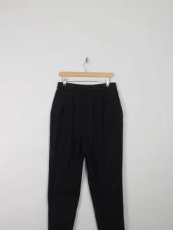 Women's Vintage Wool Trousers Black With Embroidery  32