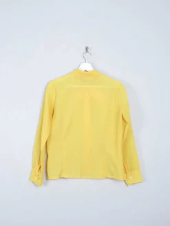 Women's Vintage Yellow Tie Neck Blouse M