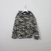 Women's Vintage Zebra Print Faux Fur With Hood S