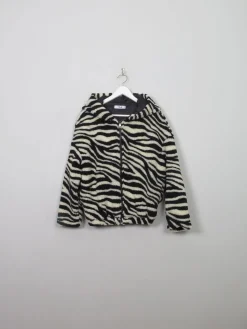 Women's Vintage Zebra Print Faux Fur With Hood S