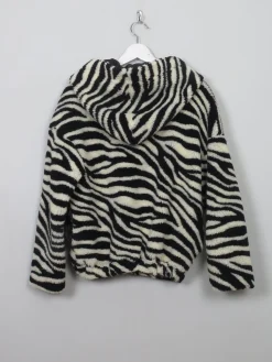 Women's Vintage Zebra Print Faux Fur With Hood S