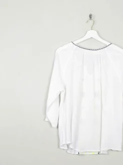 Women’s White Vintage Style Folk Blouse L