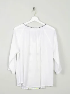 Women’s White Vintage Style Folk Blouse L