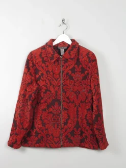 Women's Wine Tapestry Brocade Jacket S/M