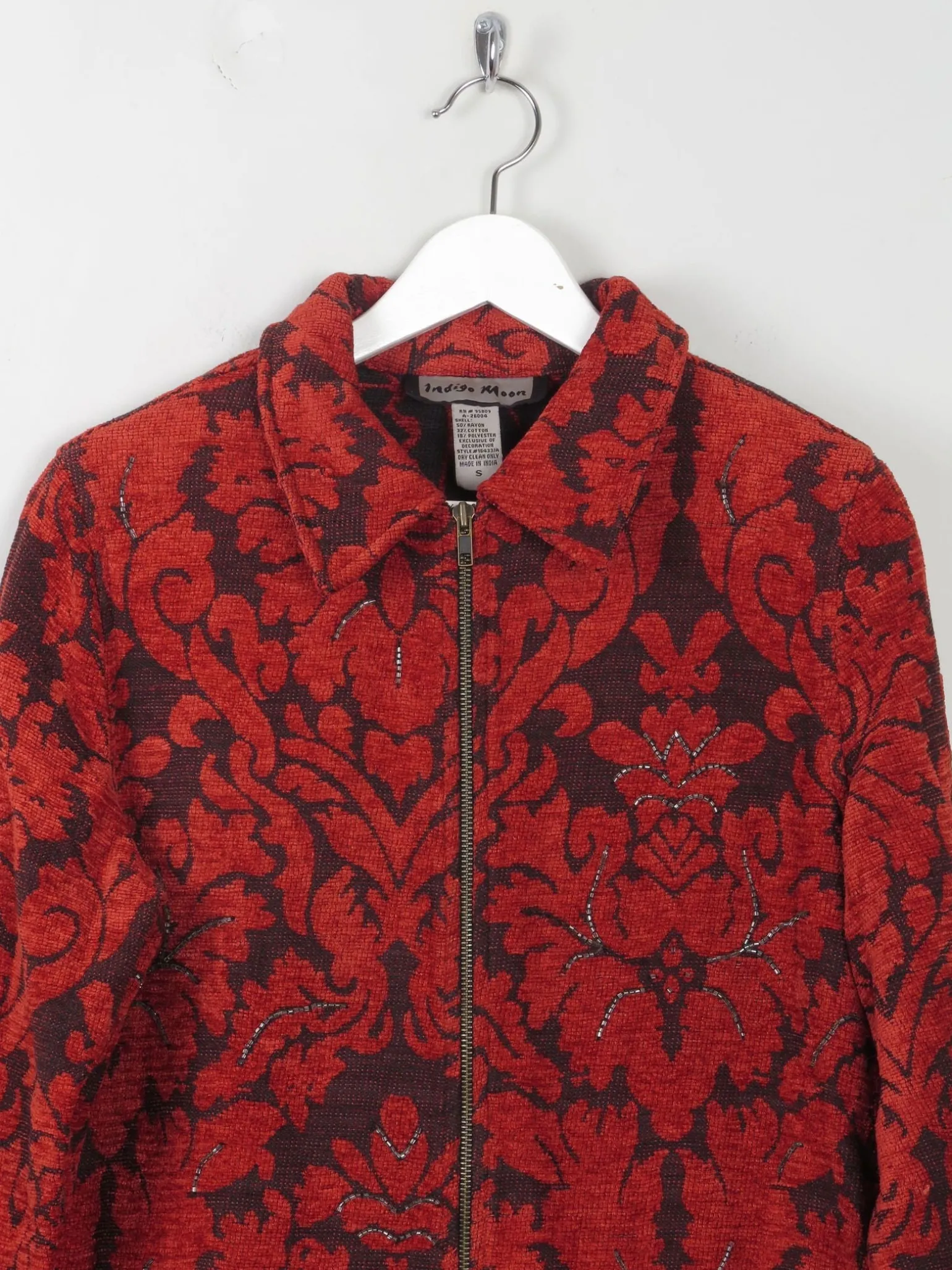 Women's Wine Tapestry Brocade Jacket S/M