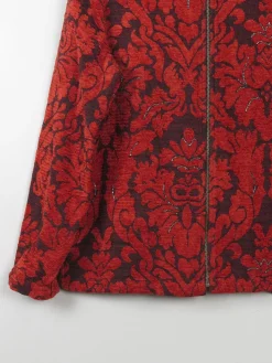 Women's Wine Tapestry Brocade Jacket S/M