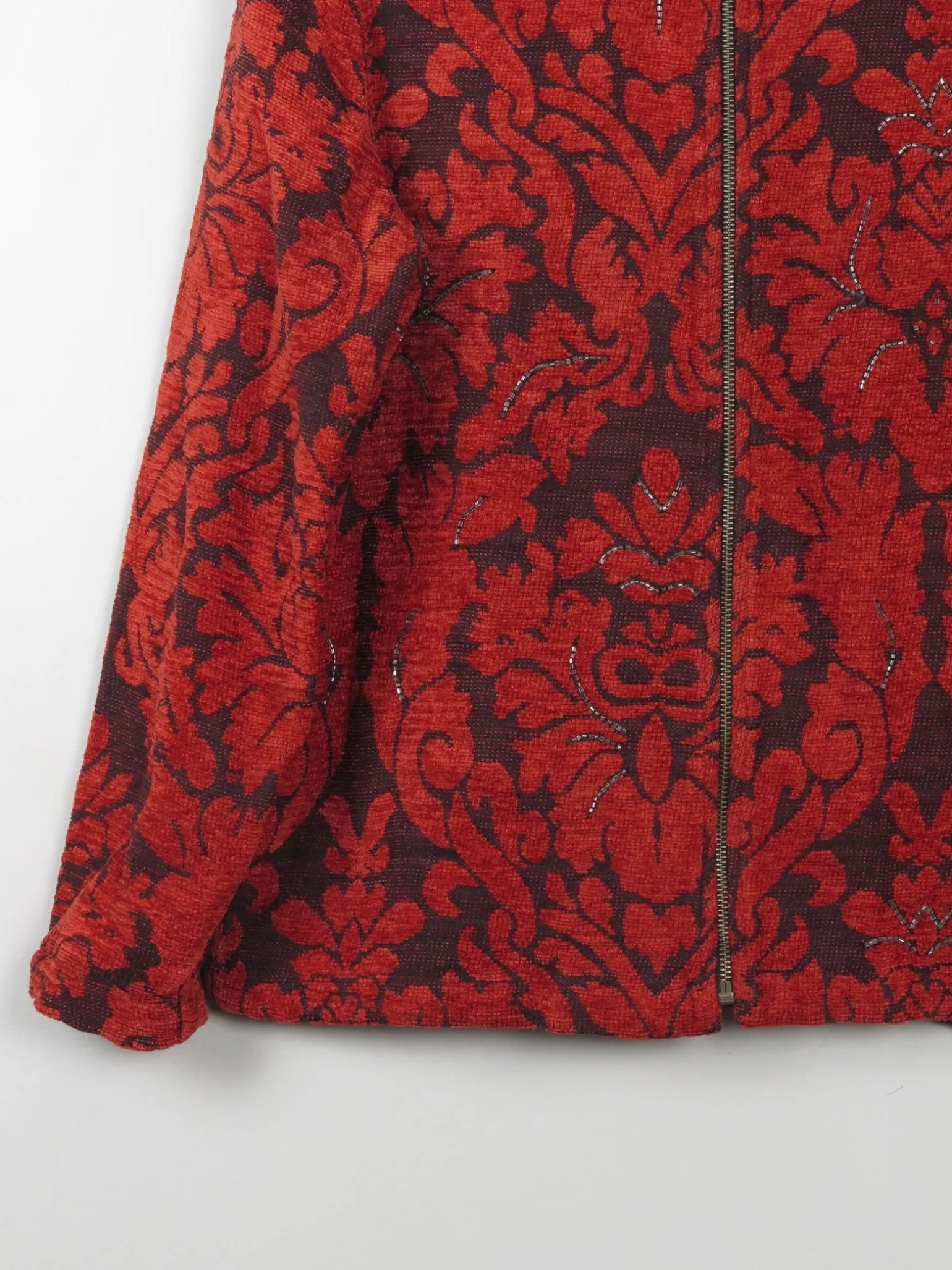Women's Wine Tapestry Brocade Jacket S/M