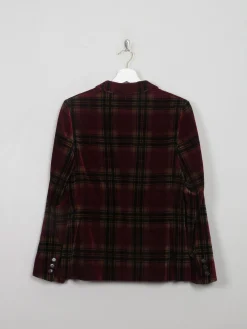 Women's Wine Vintage Check Velvet Jacket XS