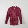 Women's Wine Vintage Leather Zip Jacket S/M