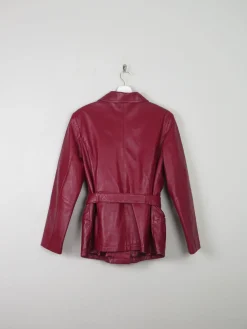 Women's Wine Vintage Leather Zip Jacket S/M