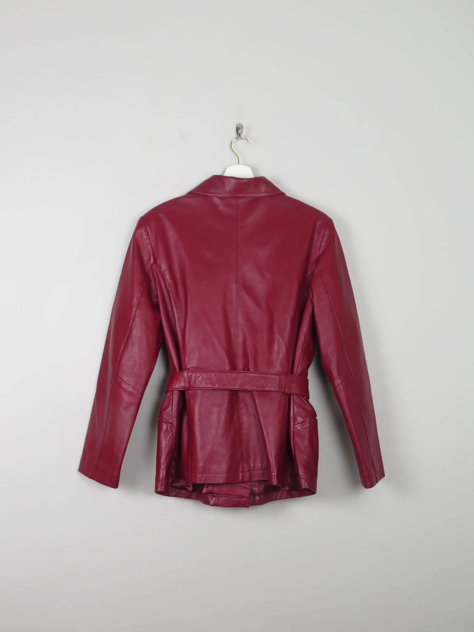Women's Wine Vintage Leather Zip Jacket S/M
