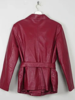 Women's Wine Vintage Leather Zip Jacket S/M