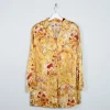 Yellow & Mustard Devore Printed Long Sleeved Vintage Blouse L/XL
