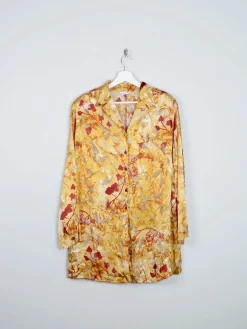 Yellow & Mustard Devore Printed Long Sleeved Vintage Blouse L/XL