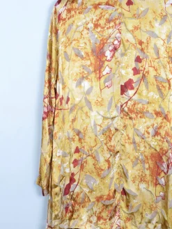 Yellow & Mustard Devore Printed Long Sleeved Vintage Blouse L/XL