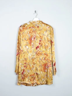Yellow & Mustard Devore Printed Long Sleeved Vintage Blouse L/XL